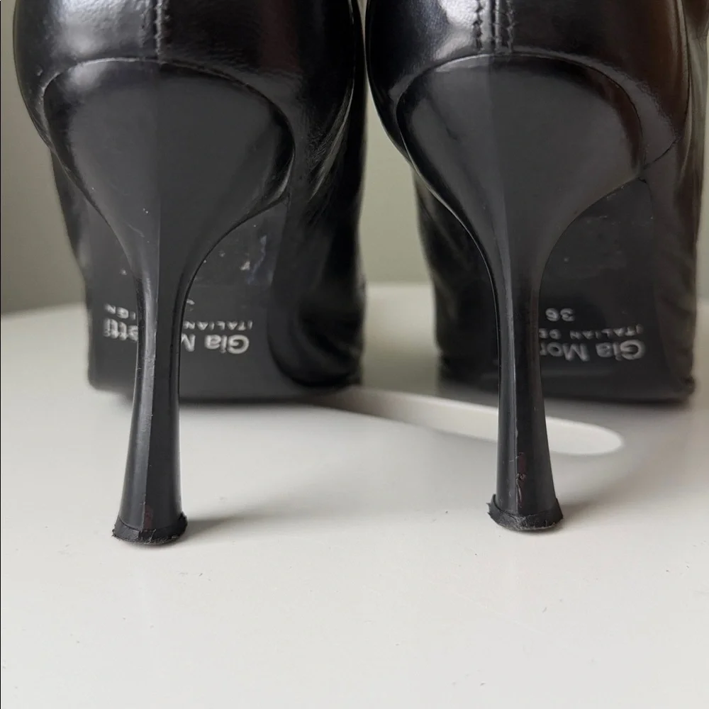 Gia Moretti leather pointed toe stiletto heel grommeted lace-up Boots Italian - Picture 10 of 17